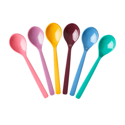 Rice 6 melamine teaspoons in dancing out colors MESPO-6ZSAW22