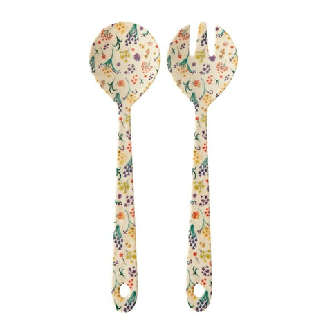 Rice melamine salad spoon and fork with wild flowers print MESAL-2ZWIFL