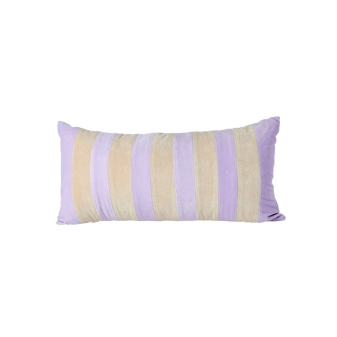 Rice velvet rectangular pillow with lavender and beige stripes  medium CSREC-MSTRLABE