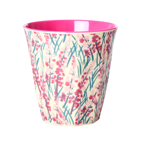 Rice medium melamine beker roze floral field print Melcu-flofi