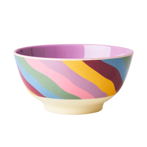 Rice medium melamine bowl with funky stripes print MELBW-FUST