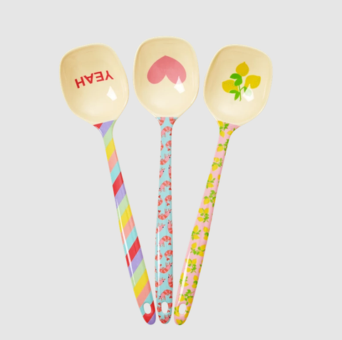Rice melamine cooking spoon in yippie yippie yeah assorted prints