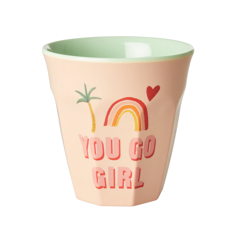 Rice melamine cup with 'you go girl' print melcu-ygg