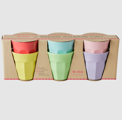 Rice melamine cups in assorted yippie yippie yeah colors medium MELCU-6ZSS22