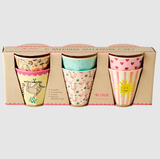 Rice melamine kids cup in assorted funky prints medium 6-pack (pink) MELCU-6ZFUNI