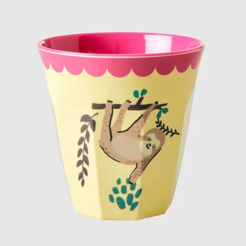 Rice melamine kids cup with sloth print