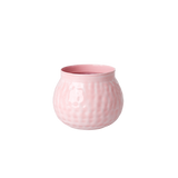 Rice-small-round-enamel-flower-pot-pink-choose-happy-FLPOT-SFI: roze bloempot met reliëf 