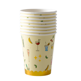 Rice 8 Paper Cups In Coctail Print With Gold Border PARCU-BOOGXC