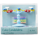 Rice Blue Candelabra Cake Decoration With 10 Candles CDCAN-B