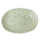 Rice Ceramic Oval Serving Dish With Lace Embossing Pastel Green CESER-LACEPG