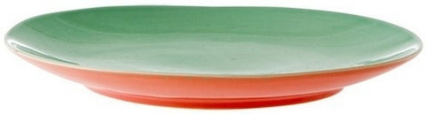 Rice Ceramic Two Tone Lunch Plate in Aqua and Coral CELPL-AQCO