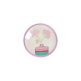 Rice Cream Glass Bead Magnet With Handpainted Flower Print kimag-xccr