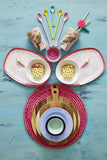 Rice Melamine Cup With Vintage Budgie Print Two Tone Tall MELCU-LBIL