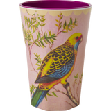 Rice Melamine Cup With Vintage Budgie Print Two Tone Tall MELCU-LBIL