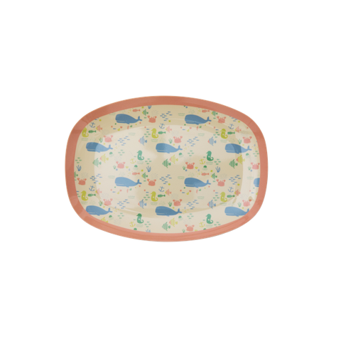 Rice Melamine Rectangular Plate With Ocean Lid Small KILPL-RECOCEA