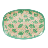 Rice Rectangular Melamine Plate With Leaves And Flower Print MELPL-LEFL