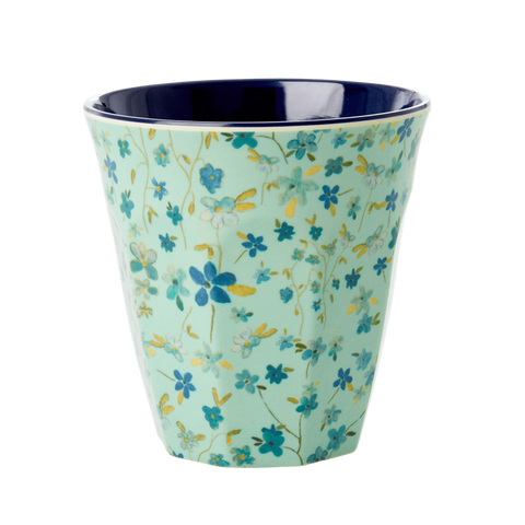 Rice medium melamine cup with blue floral print MELCU-BLFO