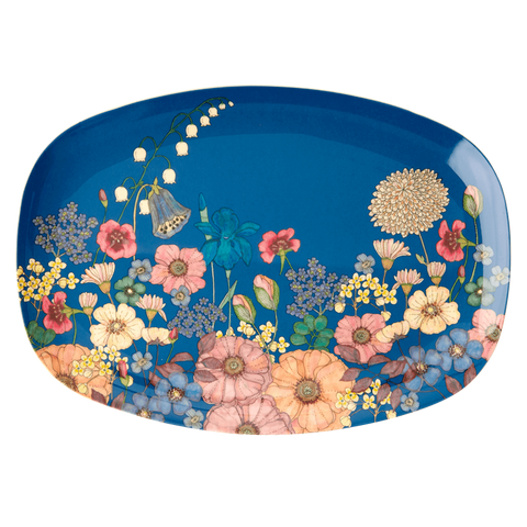 Rice rectangular melamine plate with flower collage print MELPL-FLCO\