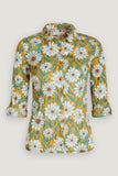 Seasalt-Cornwall-Larissa-shirt-gazania-daisies-sandstone-B-WM12196-19081: half getailleerd blouseje met kraag