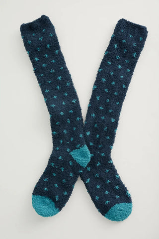 Seasalt Cornwall fluffies socks long confetti lake azurite 209787B001