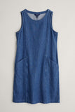 Seasalt Cornwall stone sculpture dress mid wash indigo 250928B001