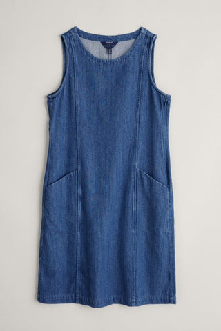 Seasalt Cornwall stone sculpture dress mid wash indigo 250928B001