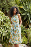Seasalt-Cornwall-terrace-garden-dress-gazania-daisies-sandstone-B-WM21861-19081: zomerse jurk met handige zakken