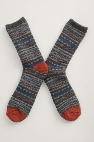 Seasalt Cornwall men's cabin socks mica fleck slate mix 209860b008