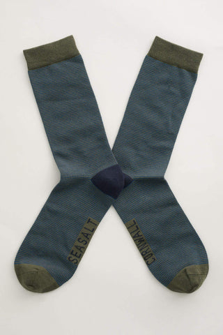 Seasalt Cornwall men's sailor socks narrows olive 219480B004