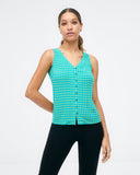 Surkana V-neckline top with straps and buttons blue 523HEBA025-51