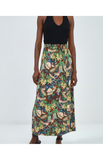 Surkana flared long skirt with belt green 522AZBA615-61