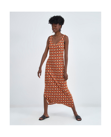 Surkana long dress with wide straps orange 522MARE713-20