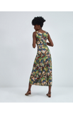 Surkana long flared dress with wide straps green 522AZBA711-61