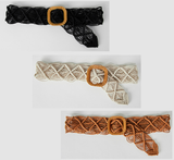 Surkana Macrame belt with squared buckle black or brown or white 32BELL431