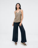 Surkana printed top with straps black 523HESA026-00