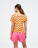    Surkana short sleeve t-shirt with deep boat neckline orange 523OAVI014-20