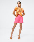 Surkana short sleeve t-shirt with deep boat neckline orange 523OAVI014-20