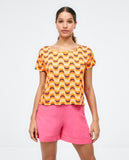    Surkana short sleeve t-shirt with deep boat neckline orange 523OAVI014-20