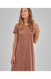 Surkana short sleeves dress with rounded hem brown 522ROSO711-70 