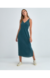 Surkana short sleeves dress with v-neckline and straps green 522LIMO712-61