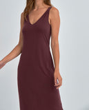 Surkana short sleeves dress with v-neckline and straps maroon 522LIMO712-41 