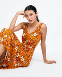 Surkana strappy midi dress with belt orange 523OASS717-20