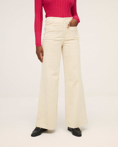 Surkana wide trousers with patch pockets ecru 552LIRI527-02
