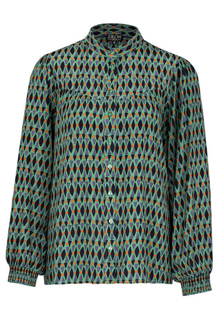 Zilch blouse fancy sleeve ethnic jade 22VCR15.050-1.067