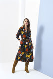 Zilch dress buttons bouquet petrol 12VIS40.230