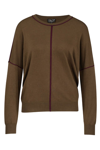  Zilch sweater round neck olive/bourgondy 22BAS30.062P-1.084