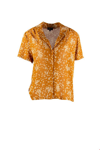 Zilch Blouse Short Sleeve Daisy Rust 01CHI15.034P/862: bruine blouse met korte mouw, gemaakt van viscose, is licht doorschijnend