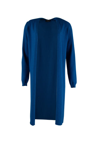 Zilch Cardigan Jeans 01COTF20.069/186: Lang blauw vest met lange mouw en een ajourpatroon
