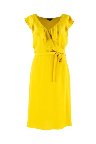 Zilch Cross Dress Honey 01VCR40.148/219: Gele jurk met overslag decollete met ruches 