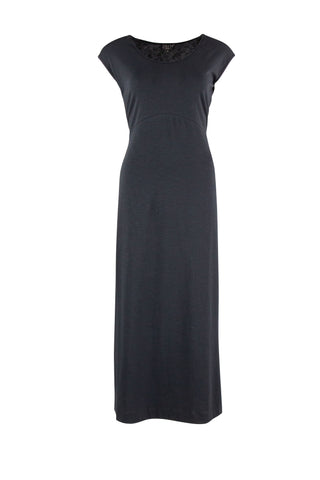 Zilch Dress Long Black 01CSL40.179/999: lange zwarte jurk van biologisch katoen